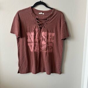 Maurices Women's Lace-Up Graphic Tee - Brown